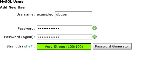 Create MySQL Password